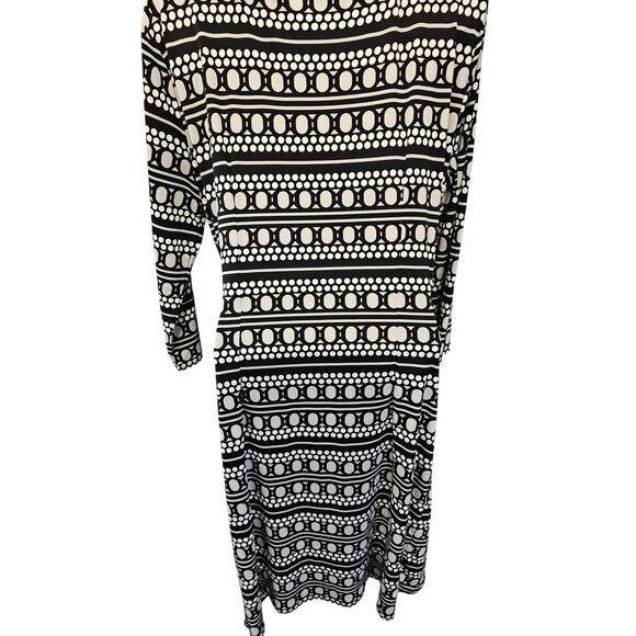 New York Company Stretch Black Polka Dotted
Sheath Faux Wrap Dress Size L EUC - Picture 2 of 7